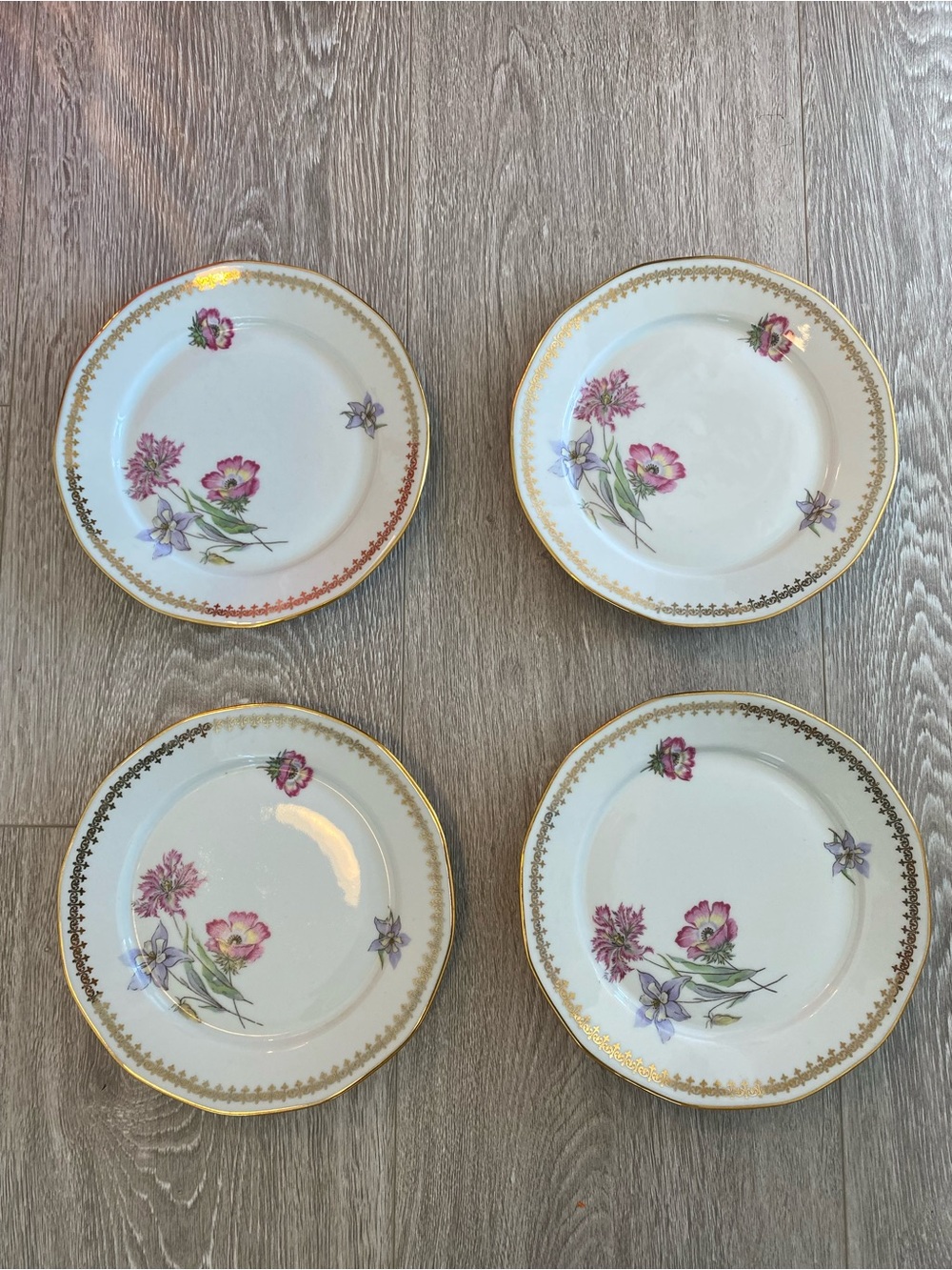 Vintage Porcelaine Limoges France Dessert Plates –Set of 4-Fine French Porcelain